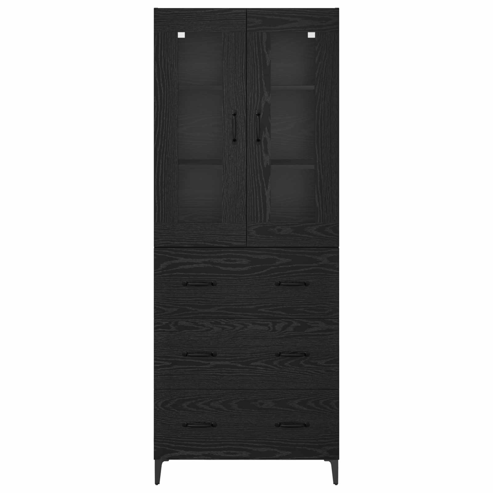 Highboard met lade Zwart Eiken 69,5 x 34 x 180 cm Bewerkt hout