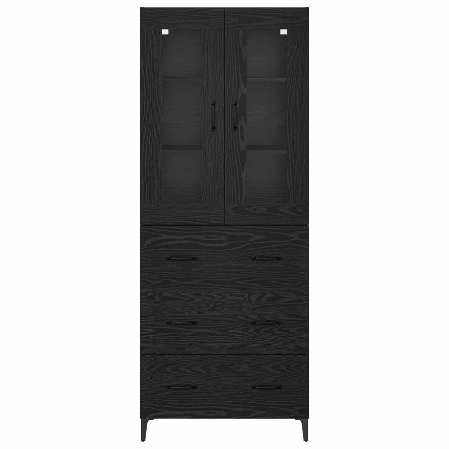 Highboard met lade Zwart Eiken 69,5 x 34 x 180 cm Bewerkt hout