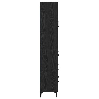 Highboard met lade Zwart Eiken 69,5 x 34 x 180 cm Bewerkt hout