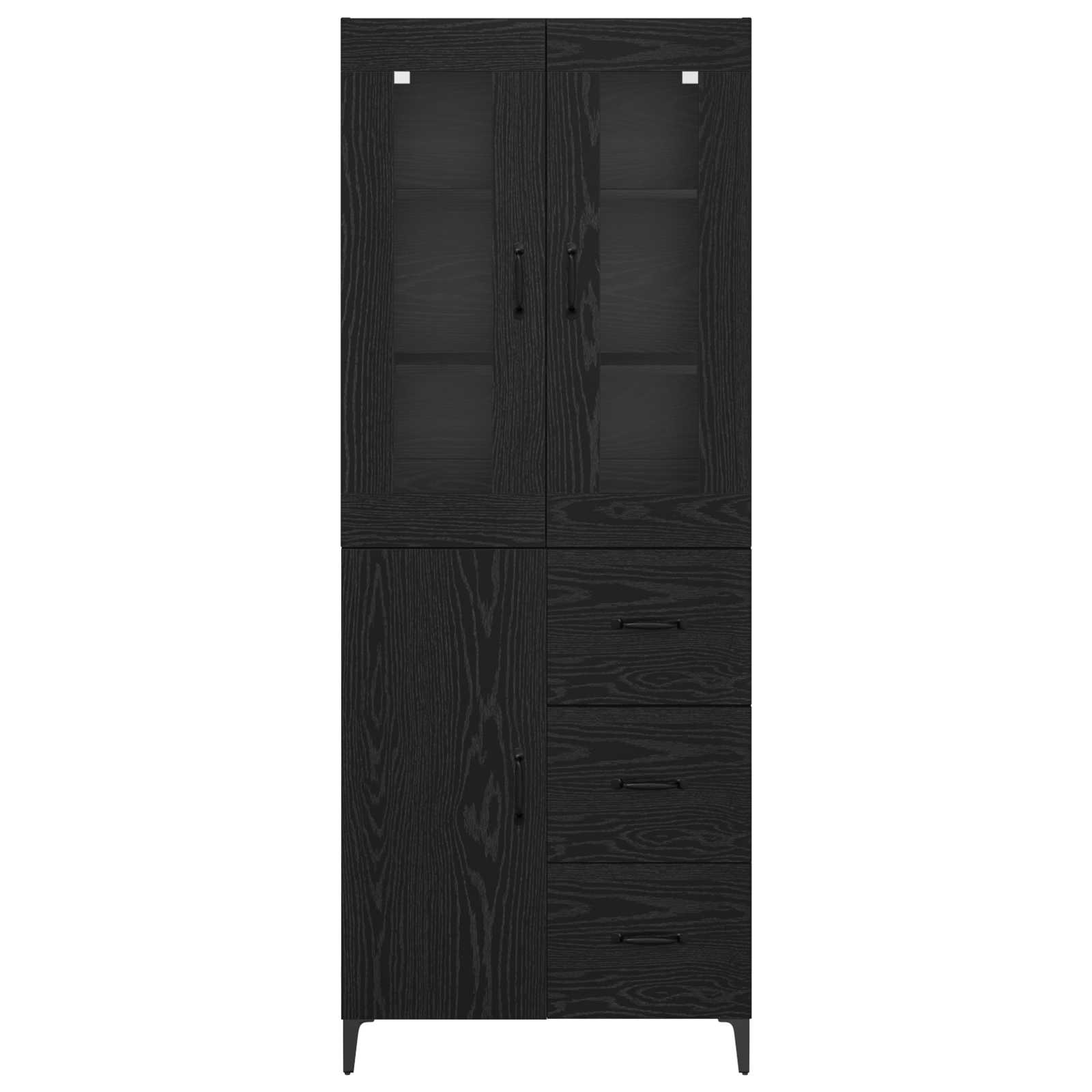 Highboard met lade Zwart Eiken 69,5 x 34 x 180 cm Bewerkt hout