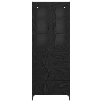 Highboard met lade Zwart Eiken 69,5 x 34 x 180 cm Bewerkt hout