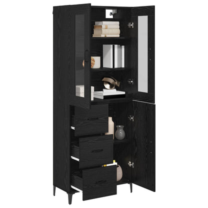 Highboard met lade Zwart Eiken 69,5 x 34 x 180 cm Bewerkt hout