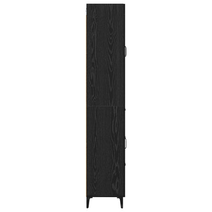Highboard met lade Zwart Eiken 69,5 x 34 x 180 cm Bewerkt hout