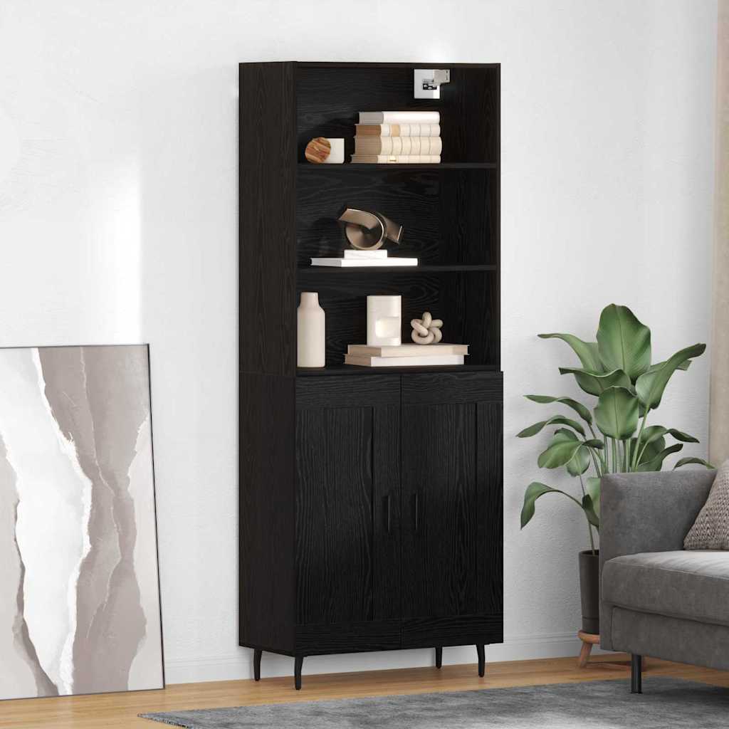Highboard 2 pcs Zwart Eiken 69,5 x 34 x 180 cm Bewerkt hout
