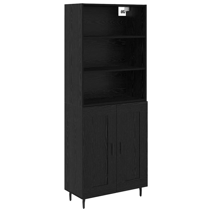 Highboard 2 pcs Zwart Eiken 69,5 x 34 x 180 cm Bewerkt hout