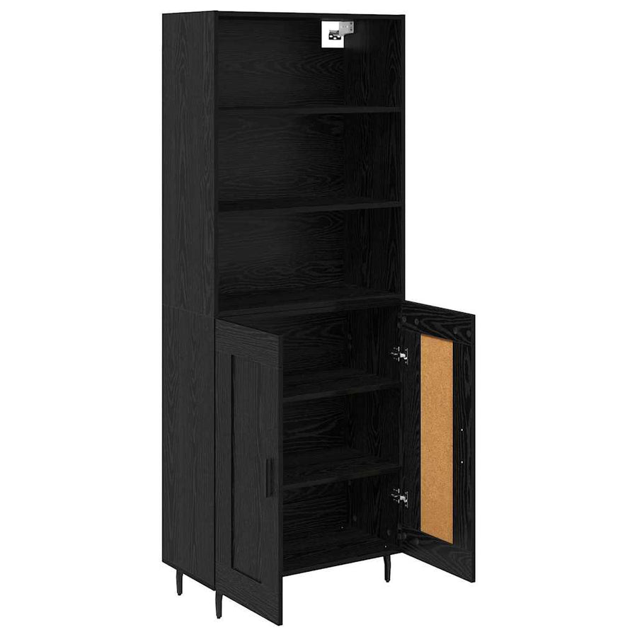 Highboard 2 pcs Zwart Eiken 69,5 x 34 x 180 cm Bewerkt hout