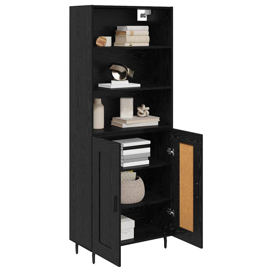 Highboard 2 pcs Zwart Eiken 69,5 x 34 x 180 cm Bewerkt hout