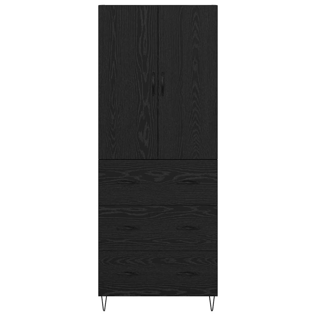 Highboard Wandgemonteerd 2 pcs Zwart Eiken Bewerkt hout