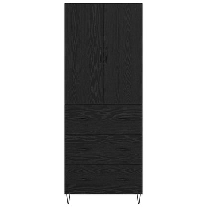 Highboard Wandgemonteerd 2 pcs Zwart Eiken Bewerkt hout