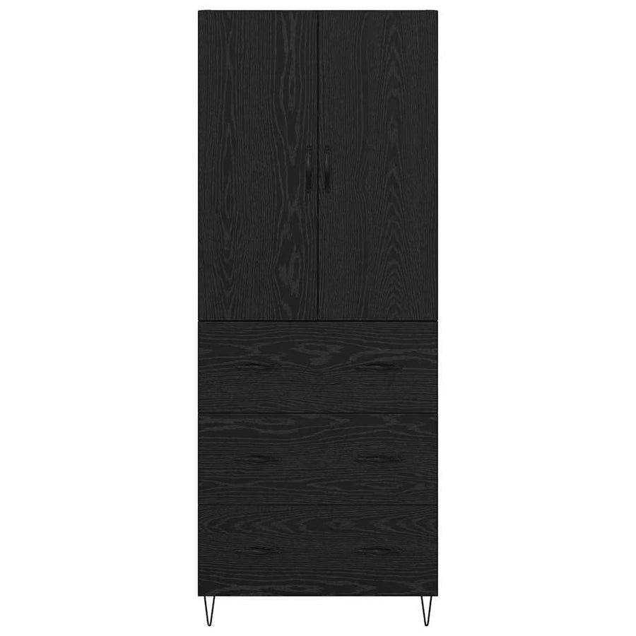 Highboard Wandgemonteerd 2 pcs Zwart Eiken Bewerkt hout