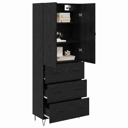 Highboard Wandgemonteerd 2 pcs Zwart Eiken Bewerkt hout