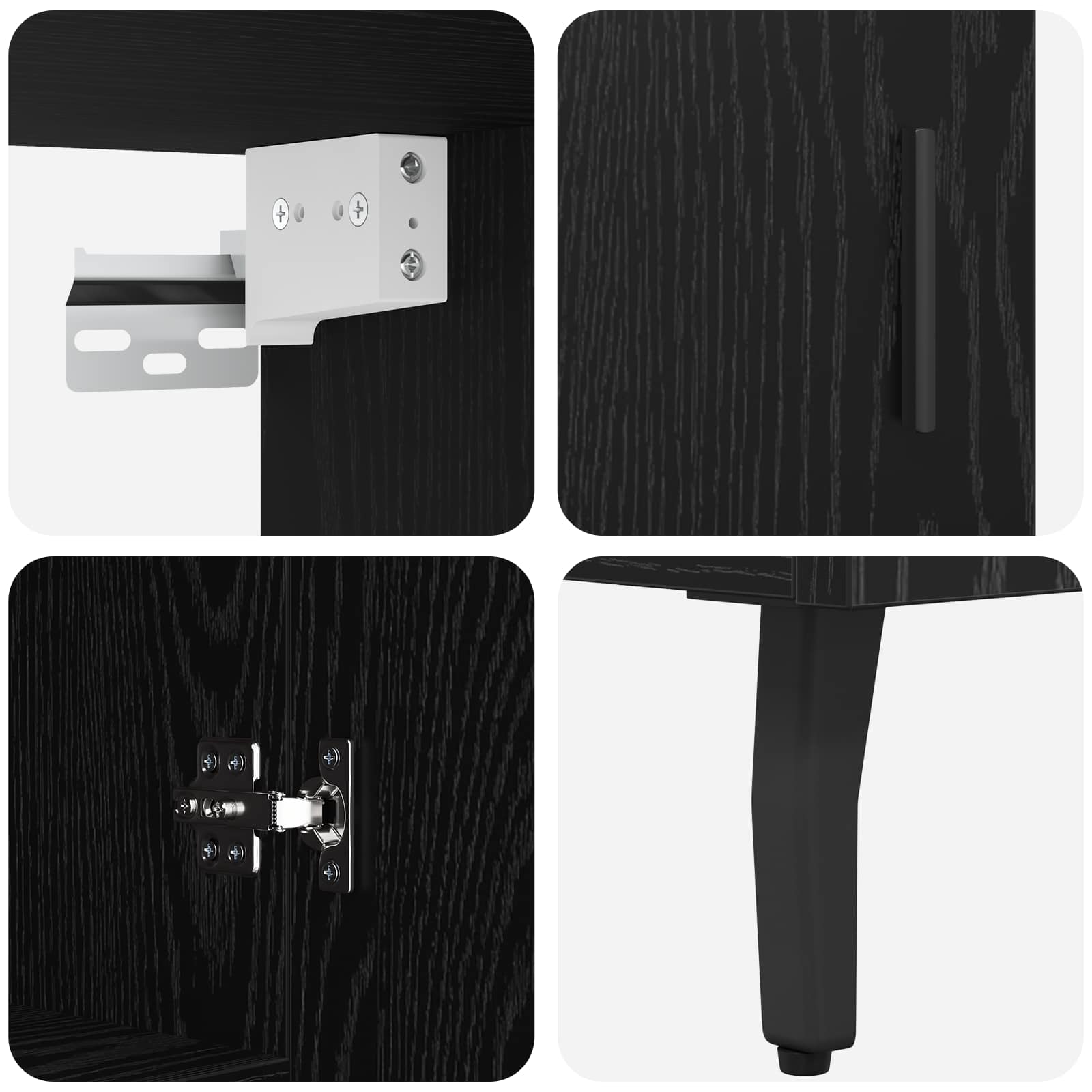 Hoge kast 2 pcs Zwart Eiken Geengineerd Hout en Glas