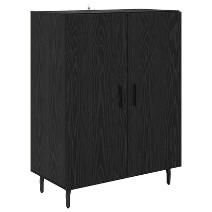 Hoge kast 2 pcs Zwart Eiken Geengineerd Hout en Glas