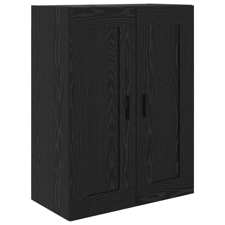 Hoge kast 2 pcs Zwart Eiken Geengineerd Hout en Glas