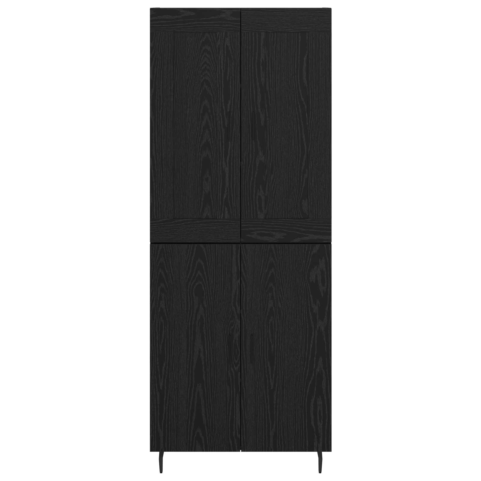 Hoge kast 2 pcs Zwart Eiken Geengineerd Hout en Glas