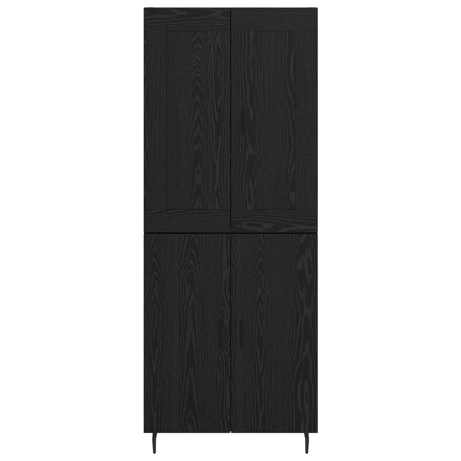 Hoge kast 2 pcs Zwart Eiken Geengineerd Hout en Glas