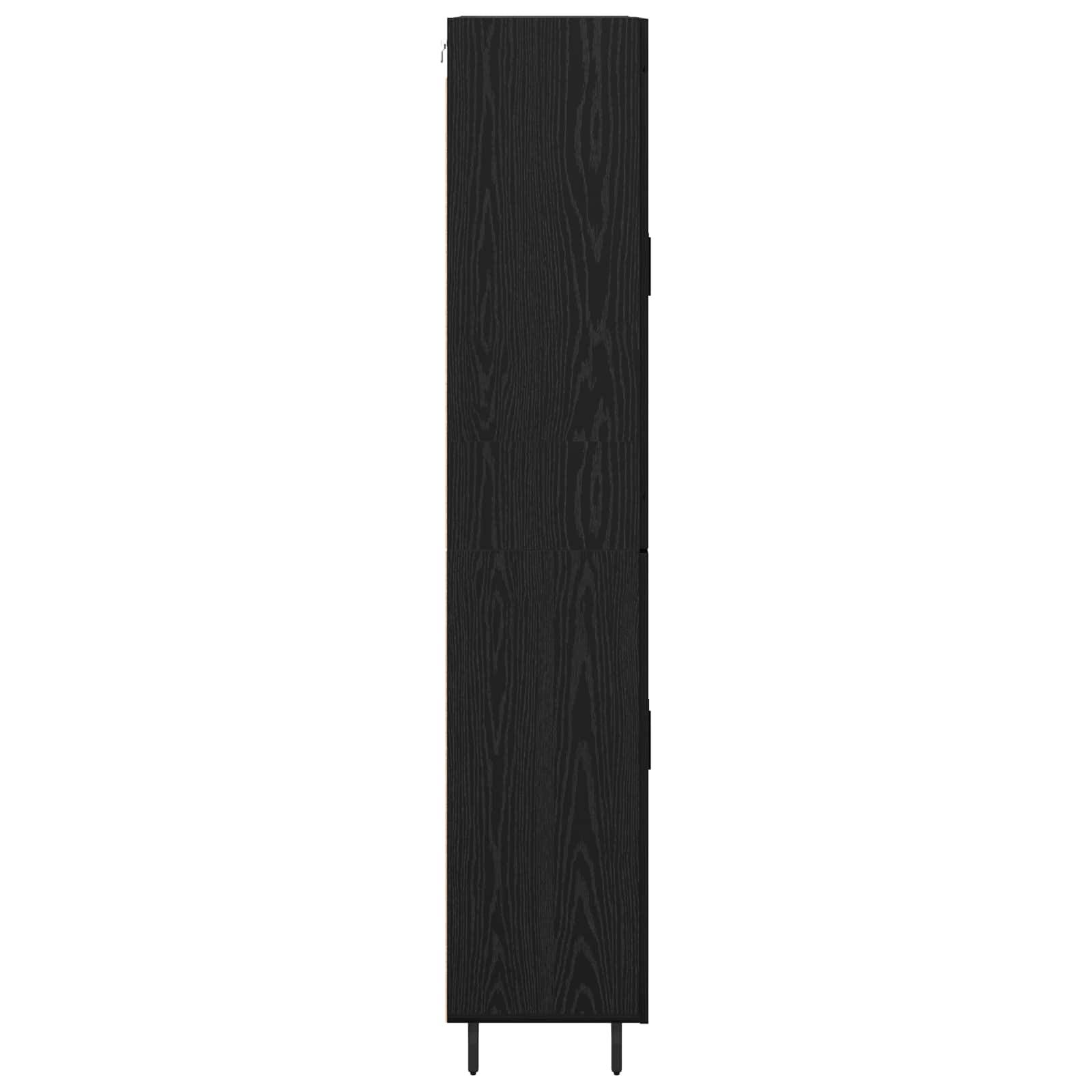 Hoge kast 2 pcs Zwart Eiken Geengineerd Hout en Glas