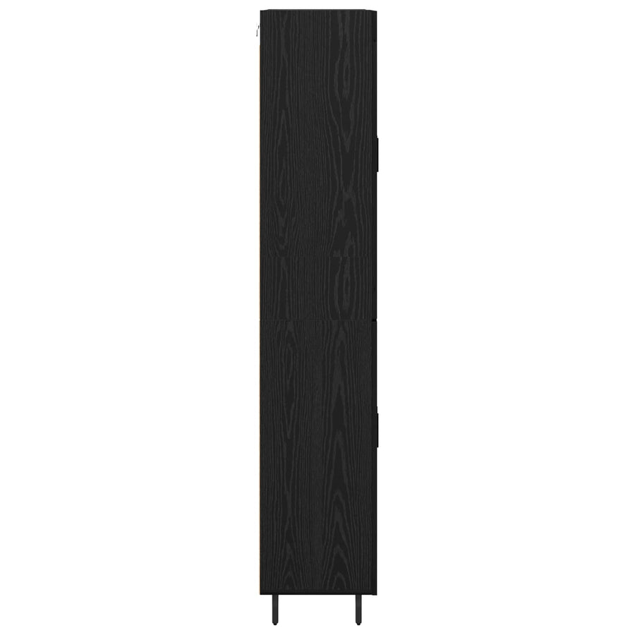 Hoge kast 2 pcs Zwart Eiken Geengineerd Hout en Glas