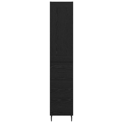 Highboard met lade Zwart Eiken 34,5 x 34 x 180 cm Bewerkt hout