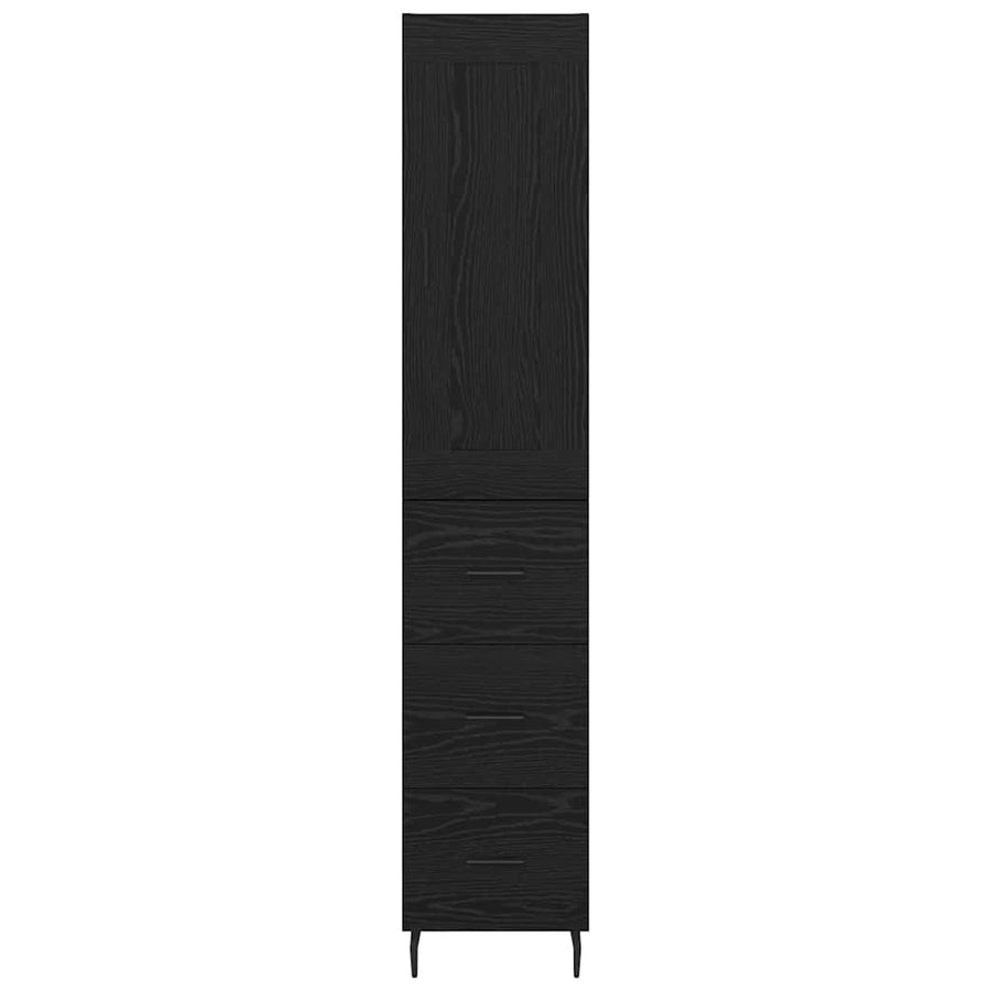 Highboard met lade Zwart Eiken 34,5 x 34 x 180 cm Bewerkt hout