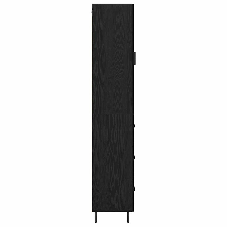 Highboard met lade Zwart Eiken 34,5 x 34 x 180 cm Bewerkt hout