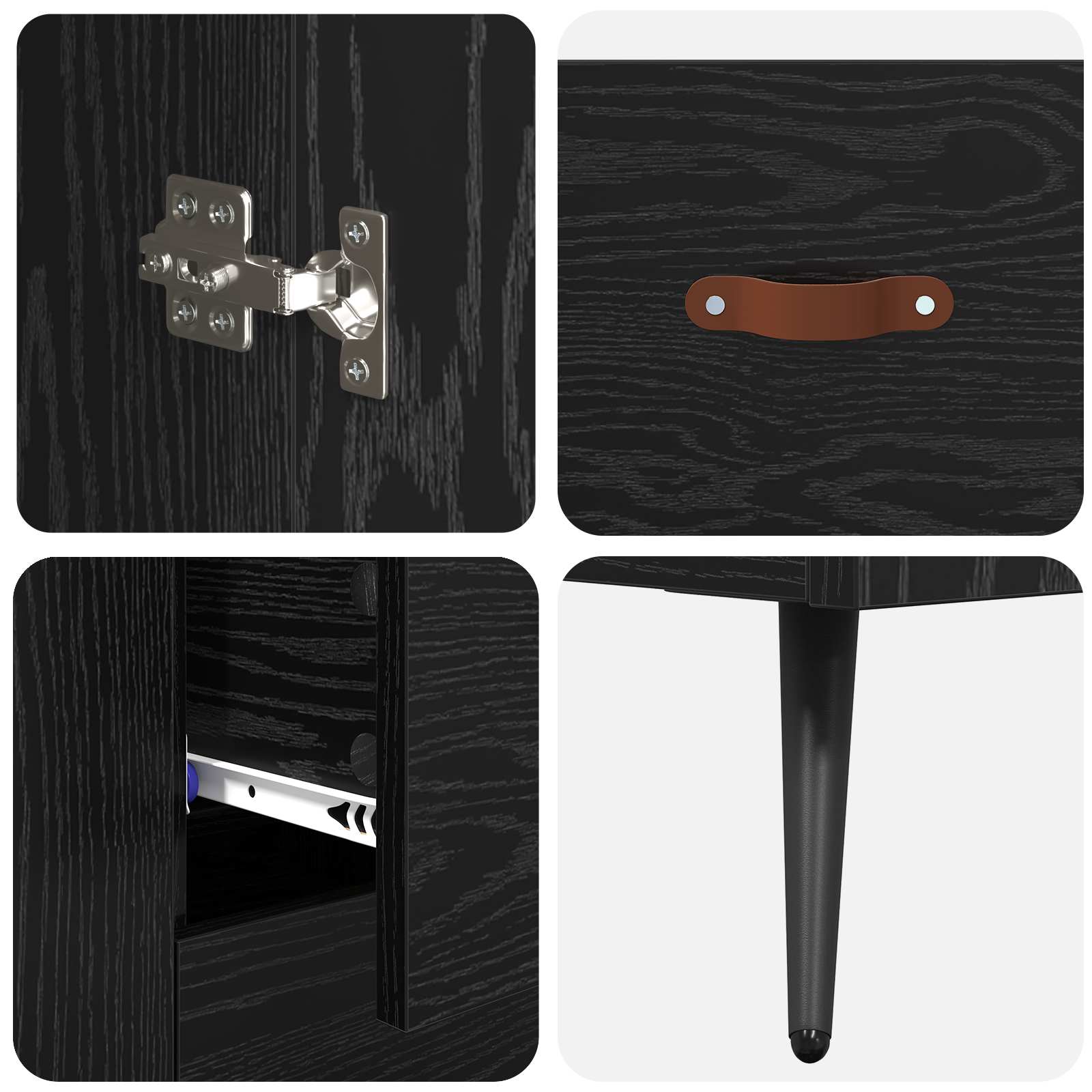 Highboard met lade Zwart Eiken 69,5 x 34 x 180 cm Bewerkt hout