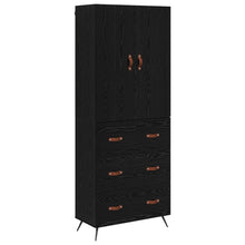 Highboard met lade Zwart Eiken 69,5 x 34 x 180 cm Bewerkt hout