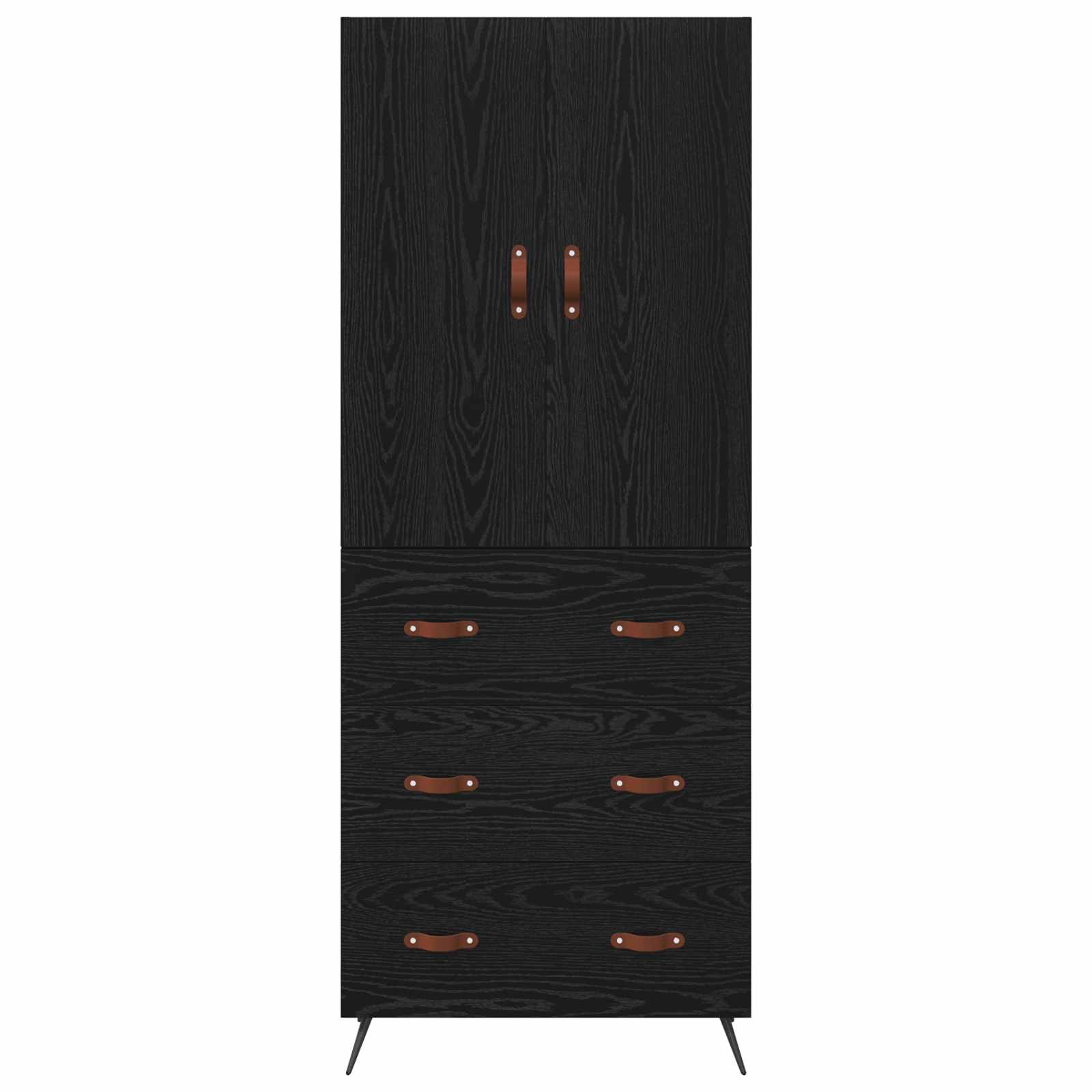 Highboard met lade Zwart Eiken 69,5 x 34 x 180 cm Bewerkt hout