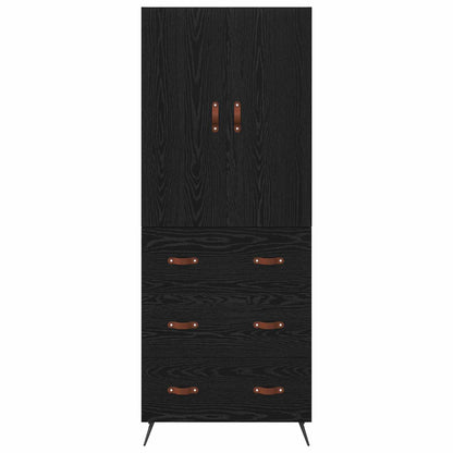 Highboard met lade Zwart Eiken 69,5 x 34 x 180 cm Bewerkt hout