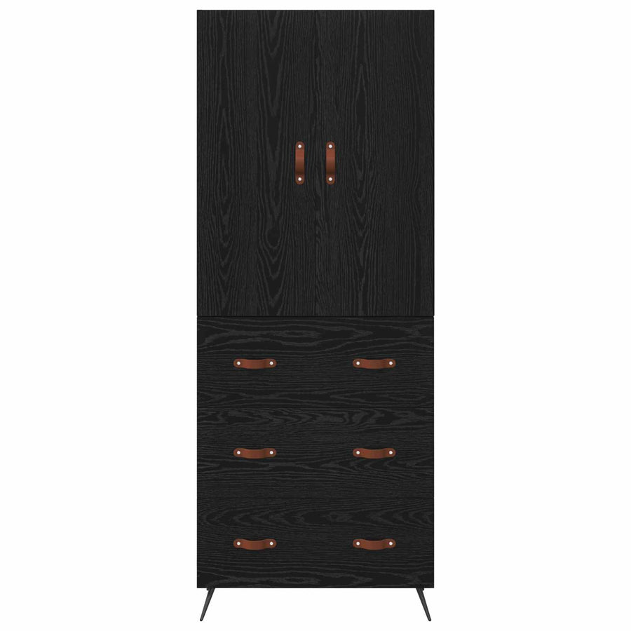 Highboard met lade Zwart Eiken 69,5 x 34 x 180 cm Bewerkt hout