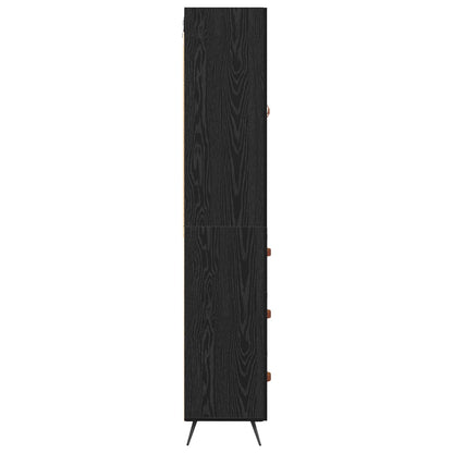 Highboard met lade Zwart Eiken 69,5 x 34 x 180 cm Bewerkt hout