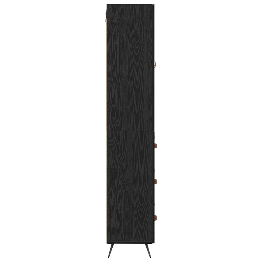 Highboard met lade Zwart Eiken 69,5 x 34 x 180 cm Bewerkt hout