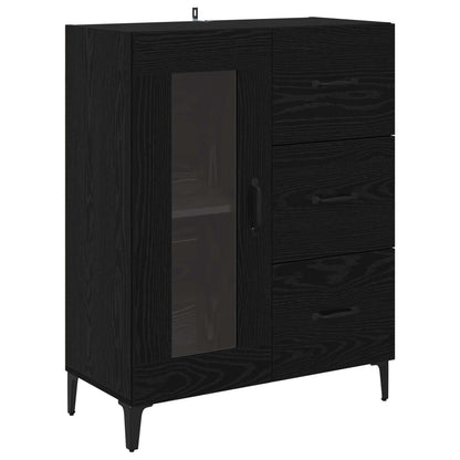 Highboard Wandgemonteerd Zwart Eiken 69,5 x 34 x 180 cm Bewerkt hout