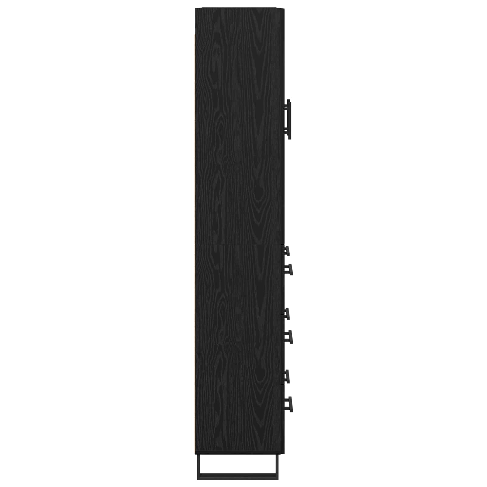 Hoge kast met lade 2 pcs Zwart Eiken Geengineerd Hout en Glas