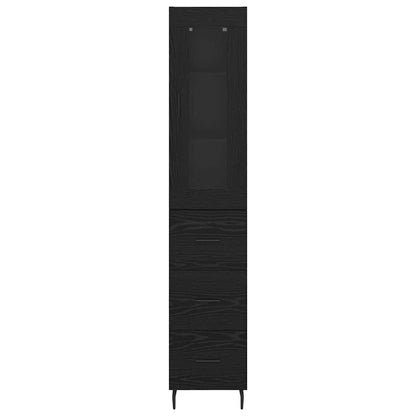 Highboard met lade Zwart Eiken 34,5 x 34 x 180 cm Bewerkt hout