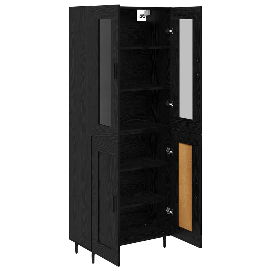 Highboard Zwart Eiken 69,5 x 34 x 180 cm Bewerkt hout
