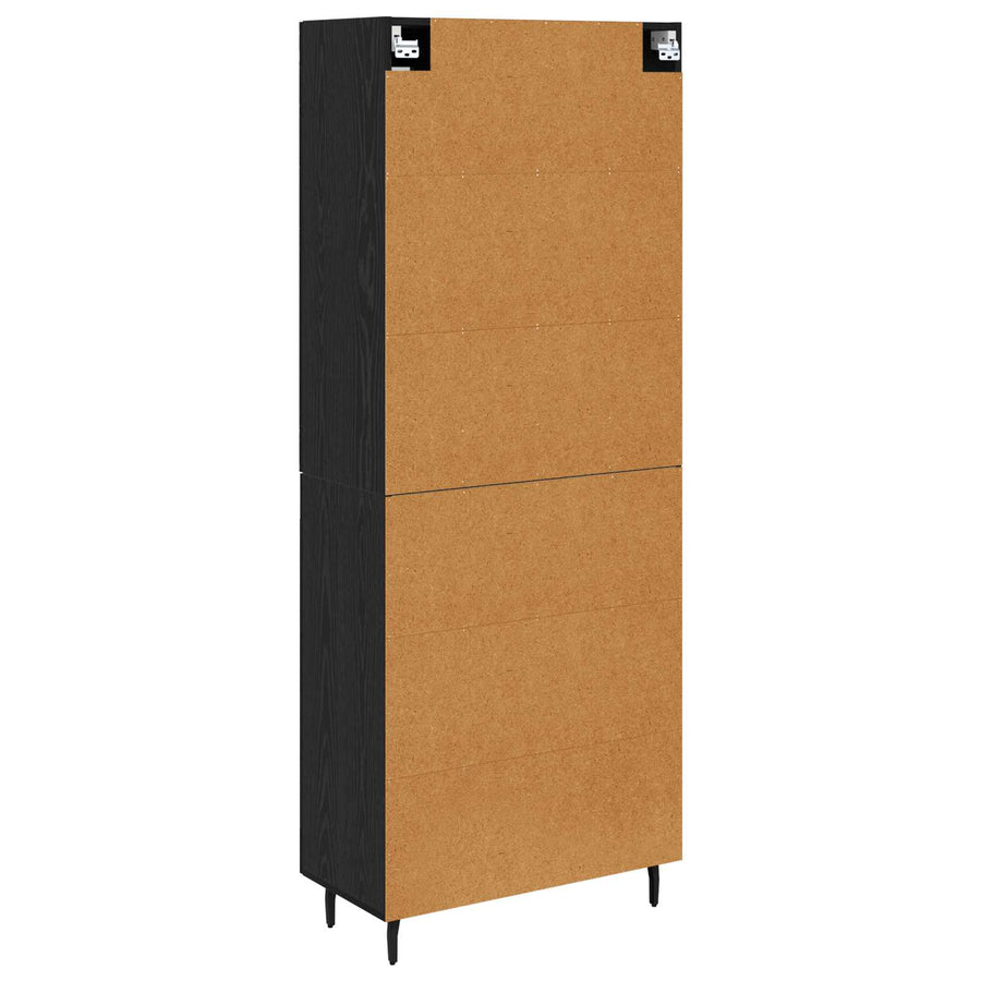 Highboard Zwart Eiken 69,5 x 34 x 180 cm Bewerkt hout
