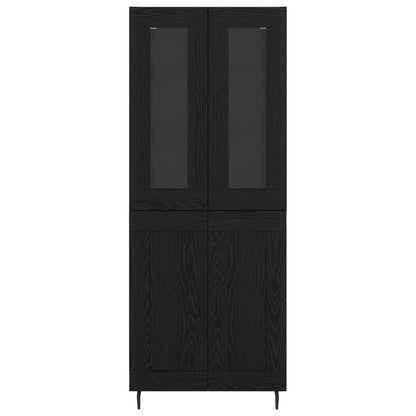 Highboard Zwart Eiken 69,5 x 34 x 180 cm Bewerkt hout
