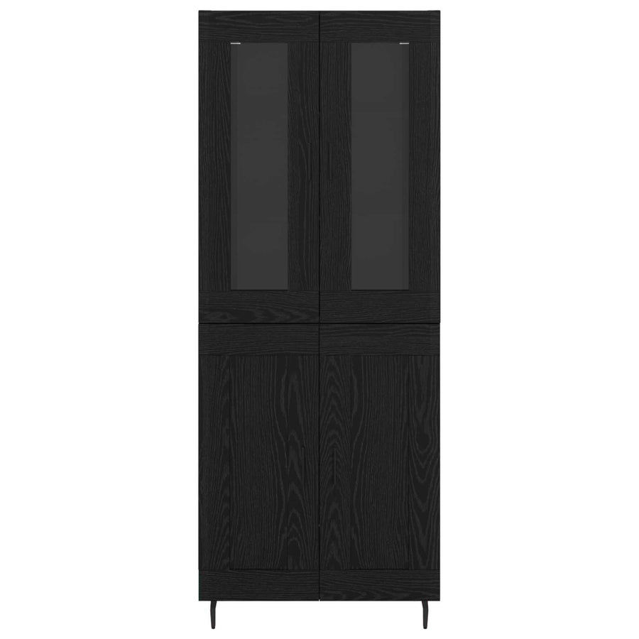 Highboard Zwart Eiken 69,5 x 34 x 180 cm Bewerkt hout