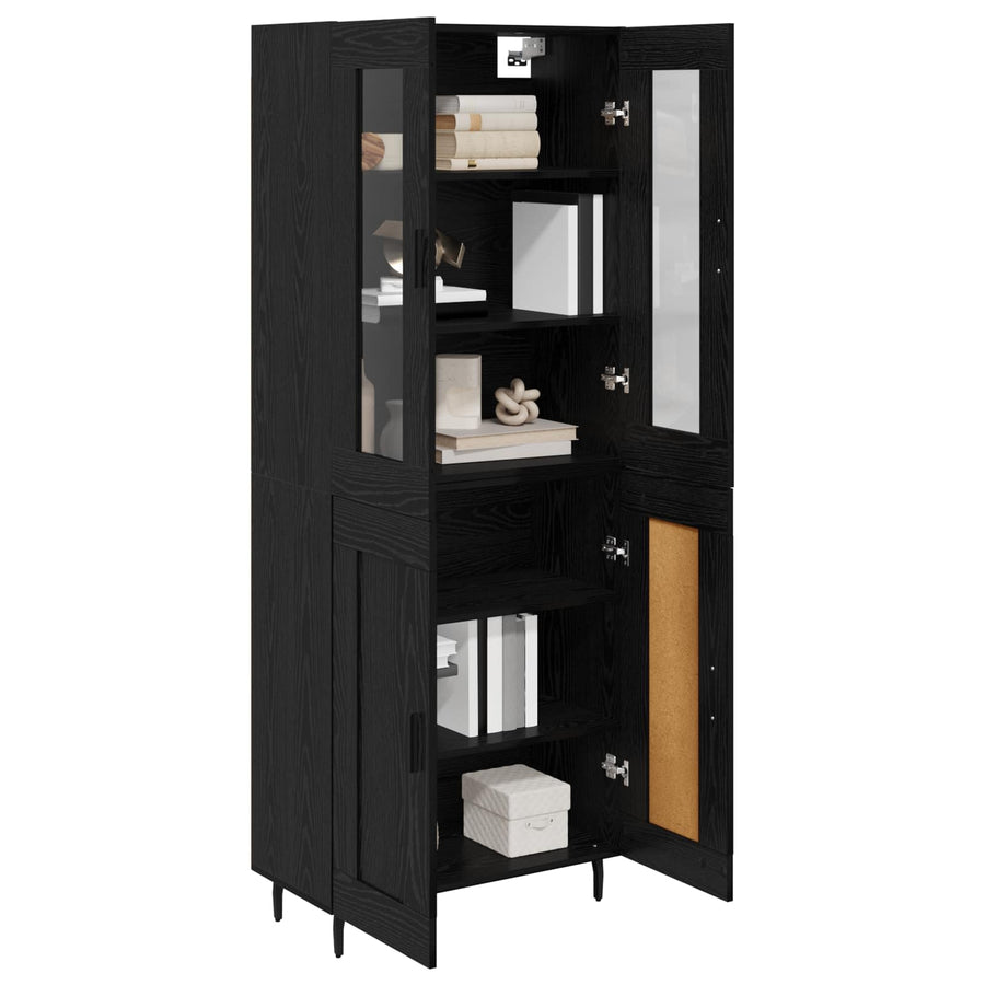 Highboard Zwart Eiken 69,5 x 34 x 180 cm Bewerkt hout