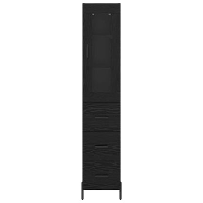 Highboard met lade Zwart Eiken 34,5 x 34 x 180 cm Bewerkt hout