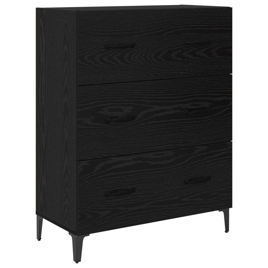 Highboard met lade Zwart Eiken 69,5 x 34 x 180 cm Bewerkt hout