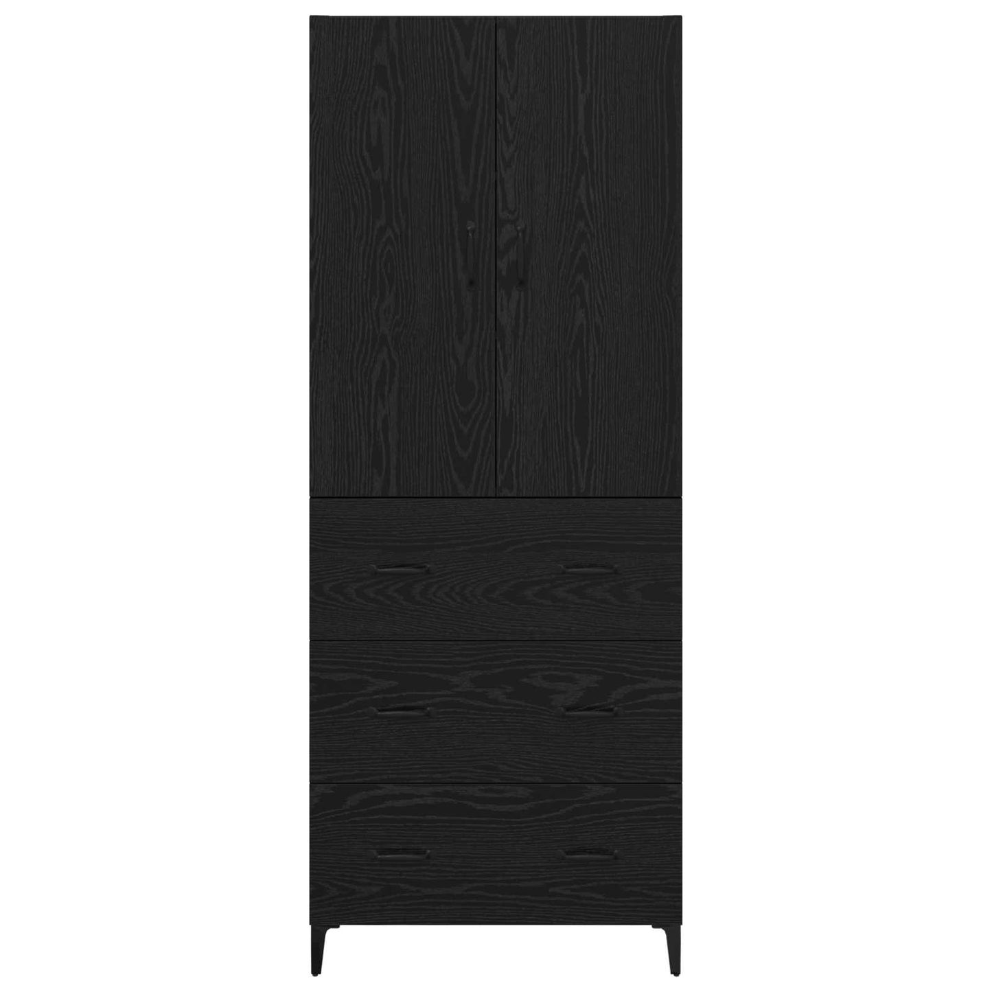 Highboard met lade Zwart Eiken 69,5 x 34 x 180 cm Bewerkt hout