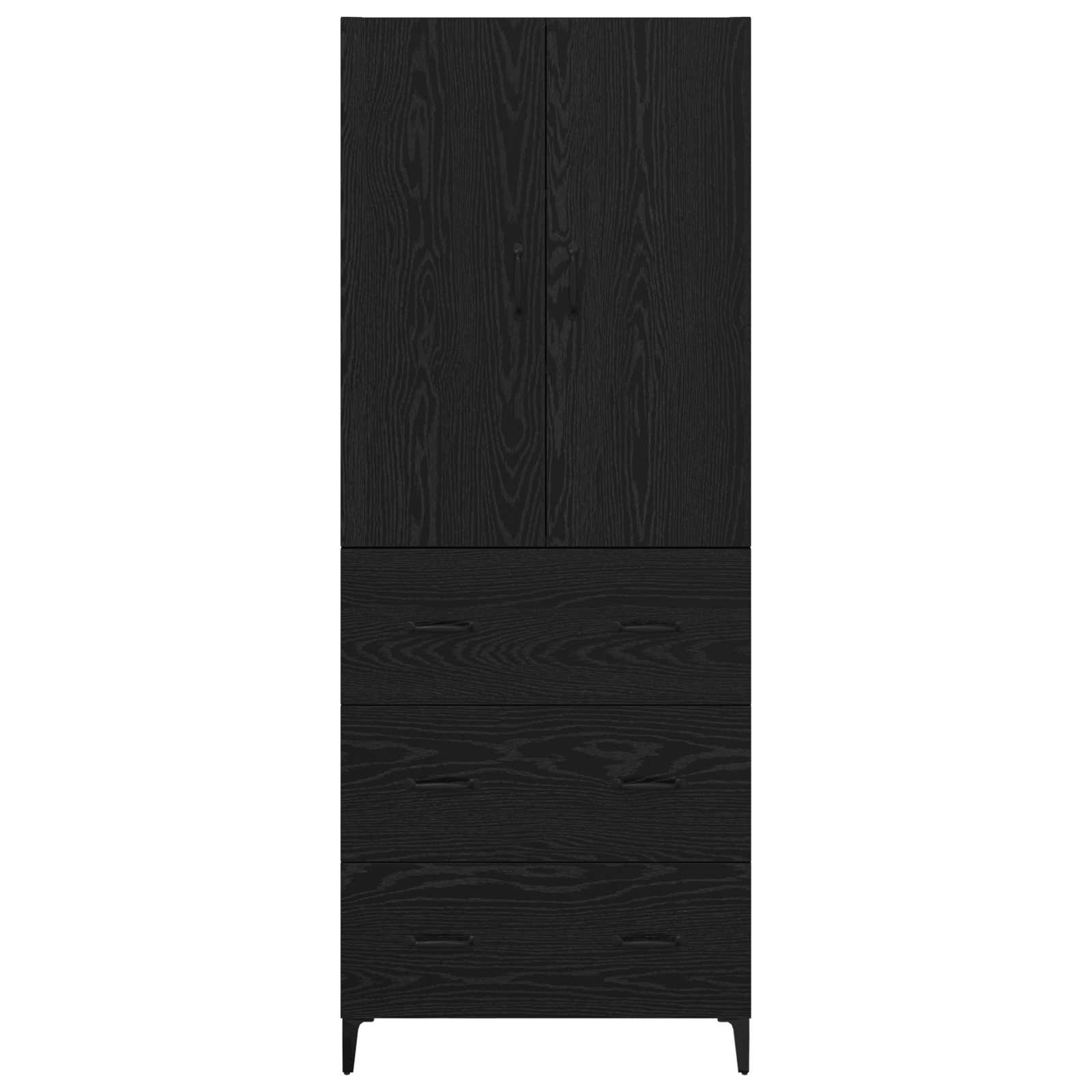 Highboard met lade Zwart Eiken 69,5 x 34 x 180 cm Bewerkt hout