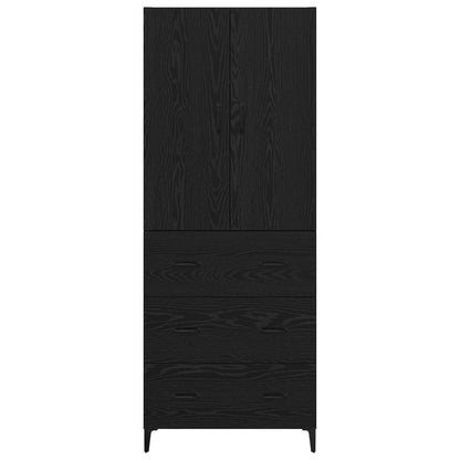Highboard met lade Zwart Eiken 69,5 x 34 x 180 cm Bewerkt hout