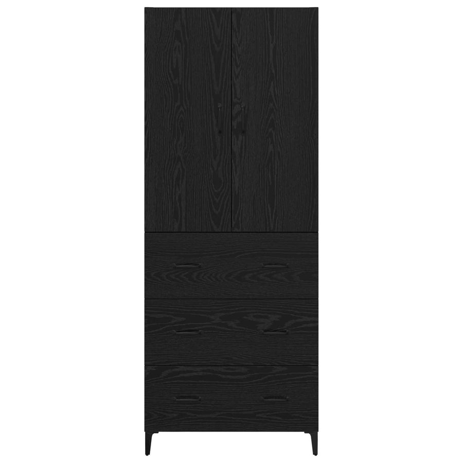 Highboard met lade Zwart Eiken 69,5 x 34 x 180 cm Bewerkt hout