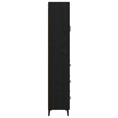 Highboard met lade Zwart Eiken 69,5 x 34 x 180 cm Bewerkt hout