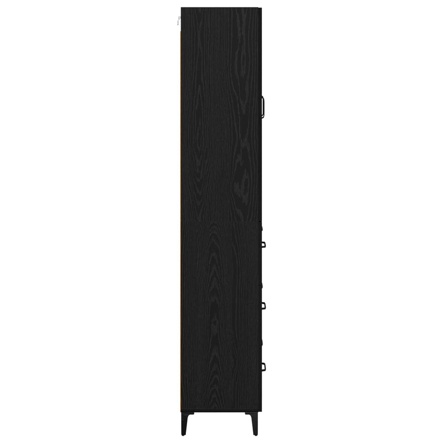 Highboard met lade Zwart Eiken 69,5 x 34 x 180 cm Bewerkt hout