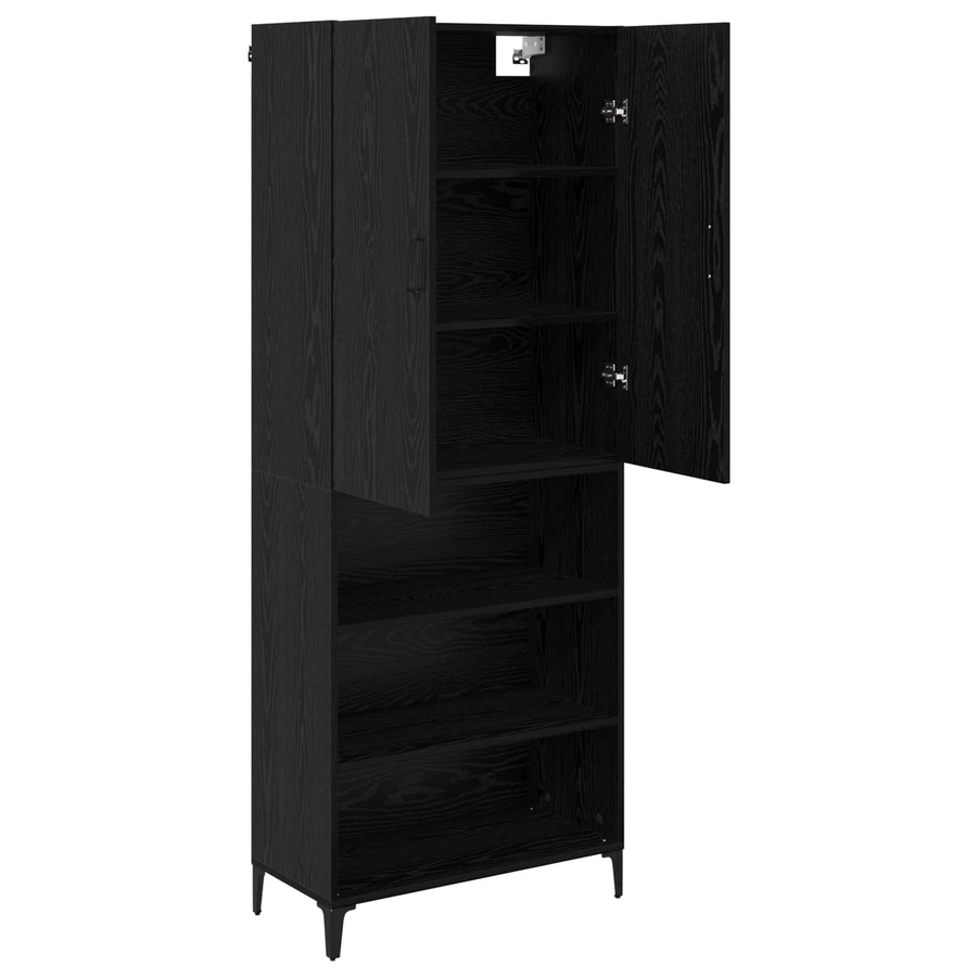 Highboard Zwart Eiken 69,5 x 34 x 180 cm Bewerkt hout