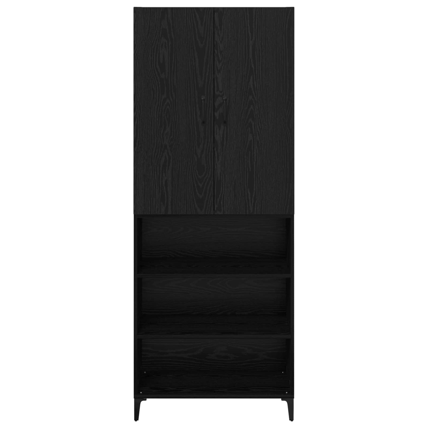Highboard Zwart Eiken 69,5 x 34 x 180 cm Bewerkt hout